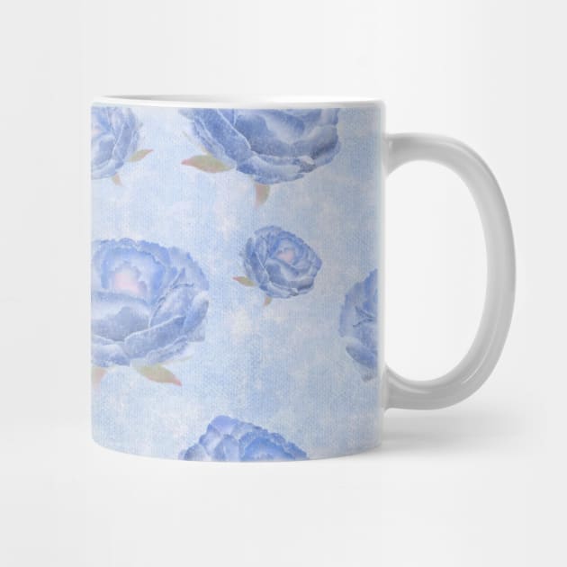 Watercolour blue peonies flowery pattern by Arch4Design